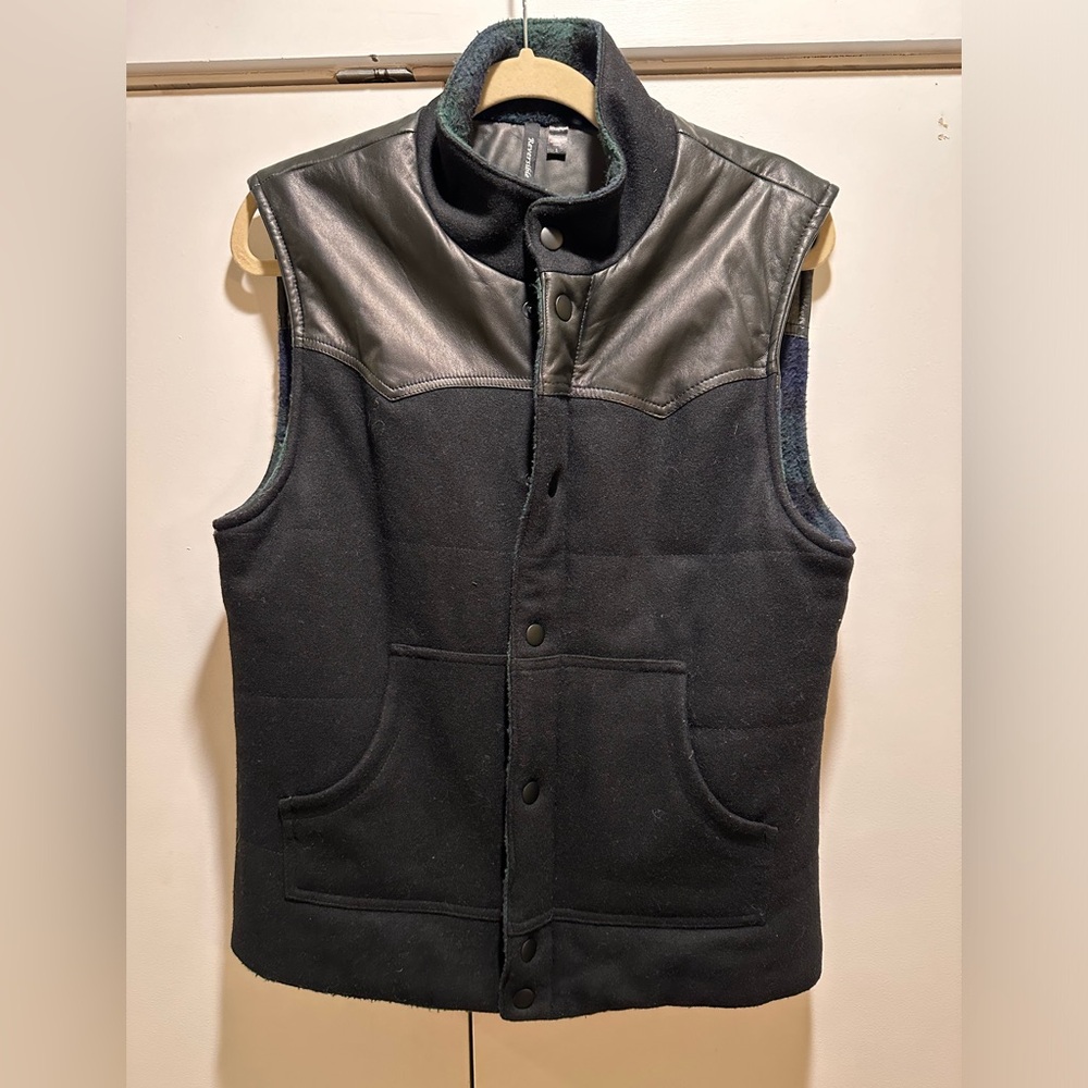 Joe’s Reversible vest - Leather + Wool Blend, Small